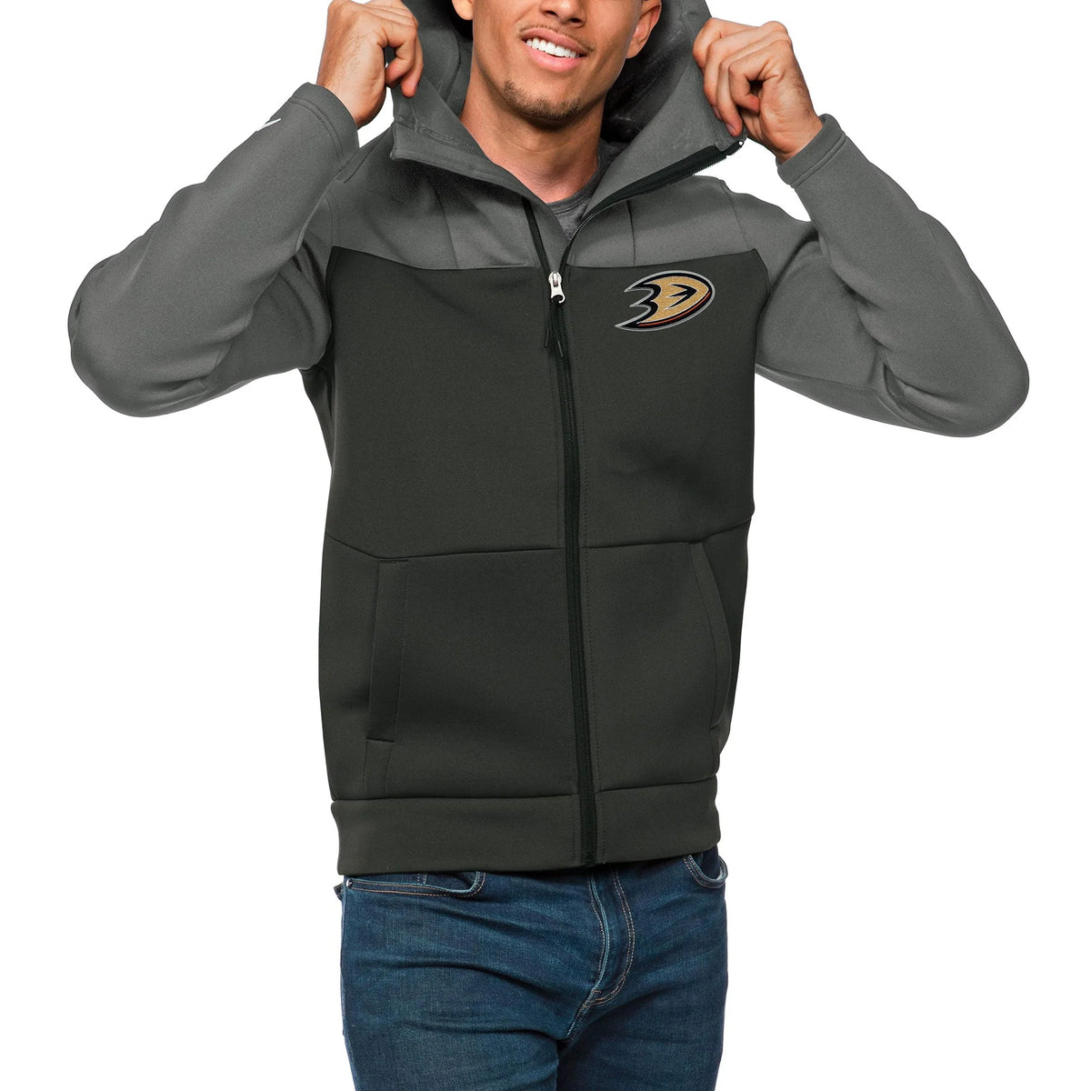 Men's Steel Charcoal Full-Zip Hoodie U389854