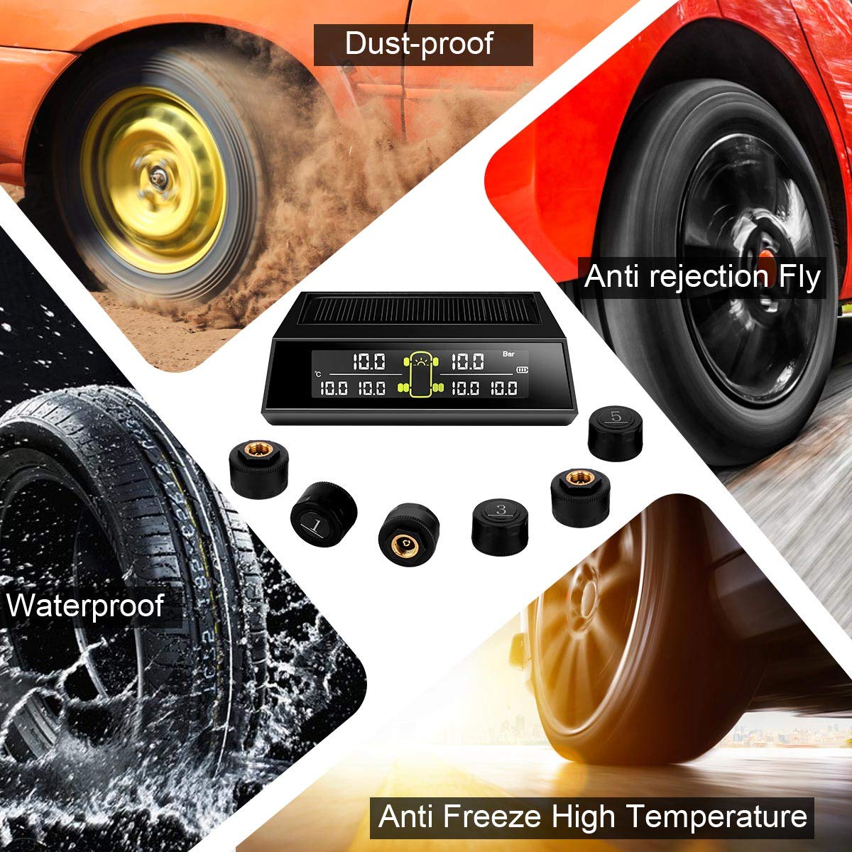 Tire Pressure Monitoring System with 6 Tire External Sensors H150600