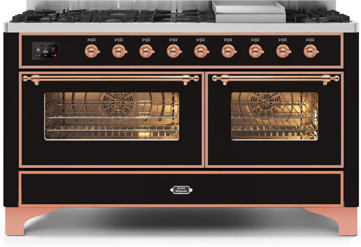 60 Dual Fuel Propane Gas Range Glossy Black Copper Trim G9983