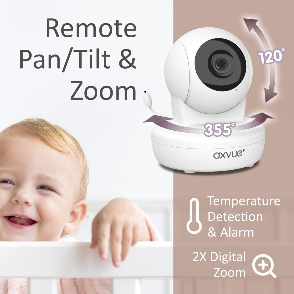 Video Baby Monitor with Pan-Tilt-Zoom Camera, 4.3'' Color LCD, Night Vision, Two Way Audio F742596