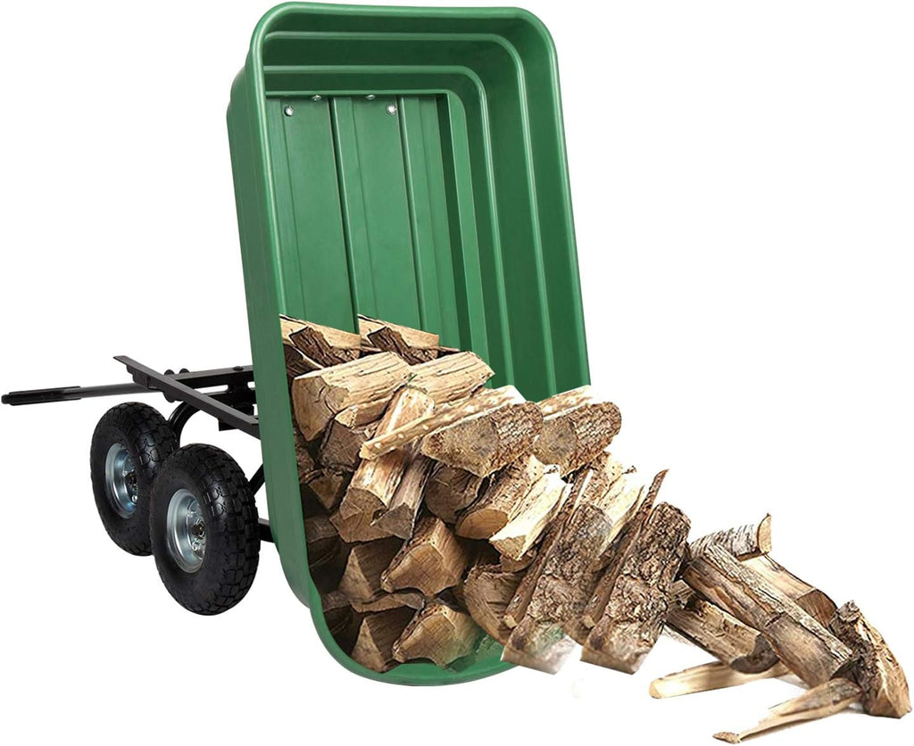 Garden Dump Cart Wagon with Steel Frame and Pneumatic Tires J9821