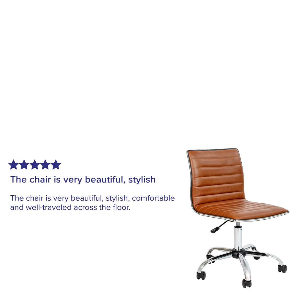 Brown Ribbed Swivel Task Office Chair P741