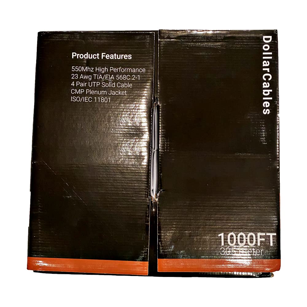Cat6 Cable 1000ft Solid Conductors 23AWG 4Pair 550-MHz UTP Plenum CMP Rated White R937027