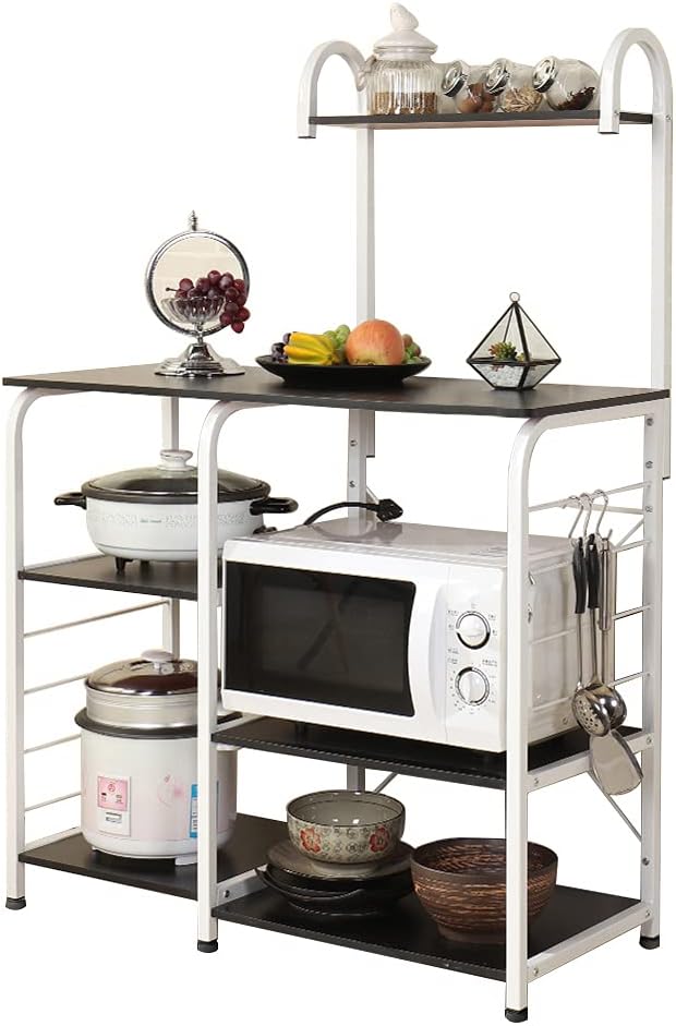 Black Brown Kitchen Baker's Rack Microwave Cart X314574
