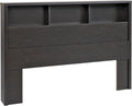 Double Queen Headboard with 3 Compartments Washed Black N4368