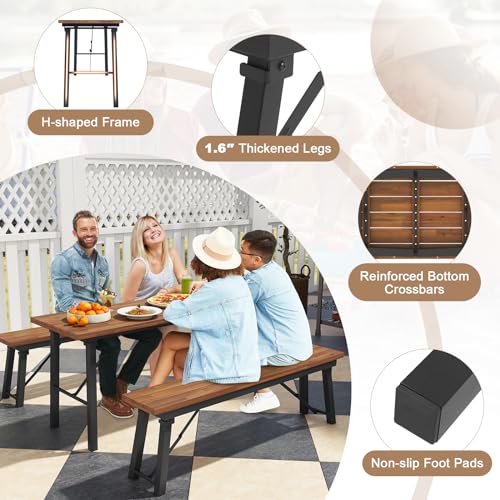 Foldable 59 Inches Narrow Outdoor Dining Table with Acacia Wood Top H668086