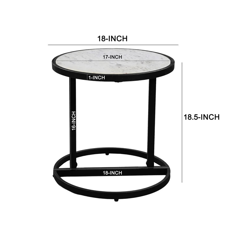 Round White Marble Top End Table G560359