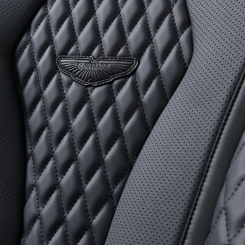 Black Leatherette 5 Seats Car Seat Covers Full Set A7446