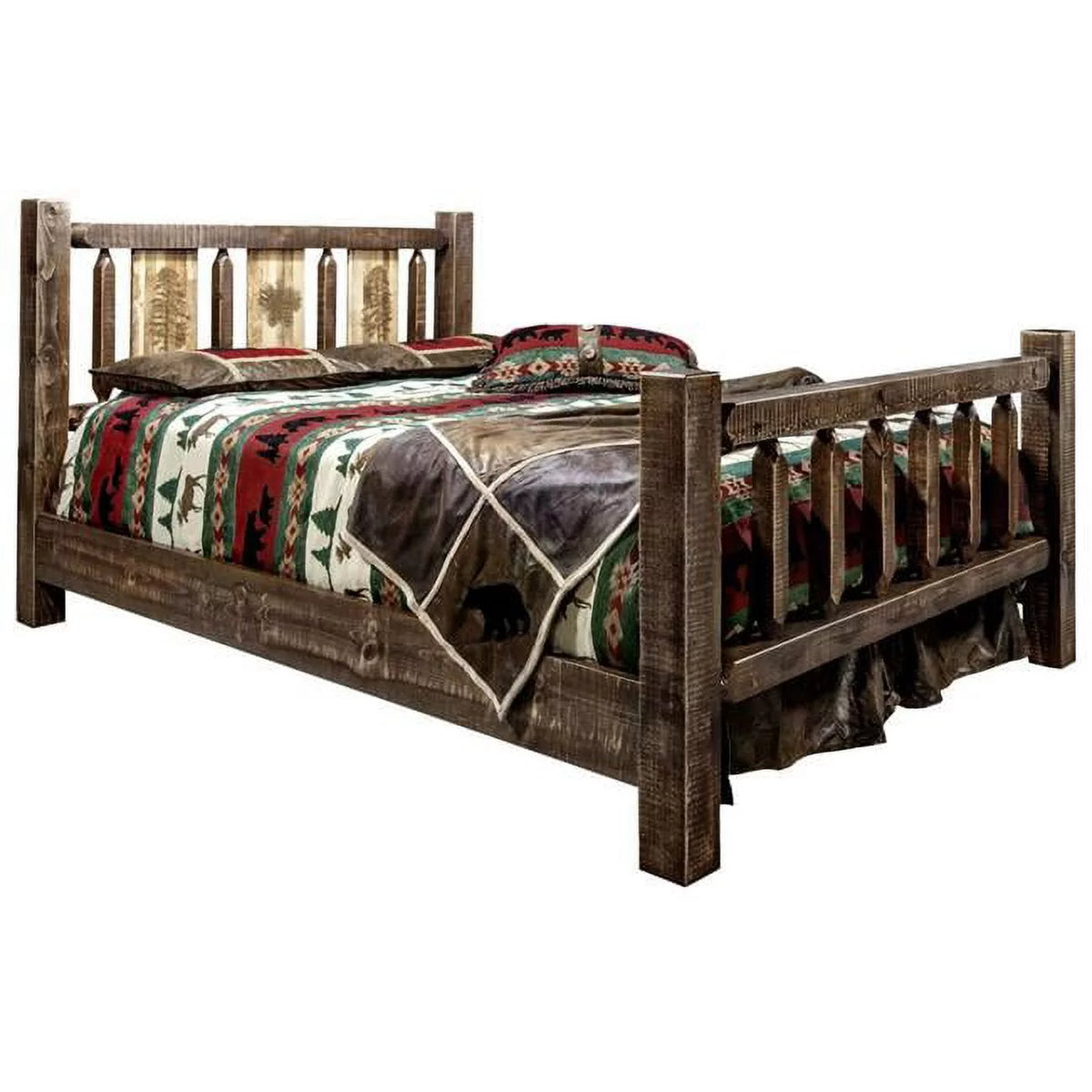 California King Size Bed with Pine Tree Design A104489