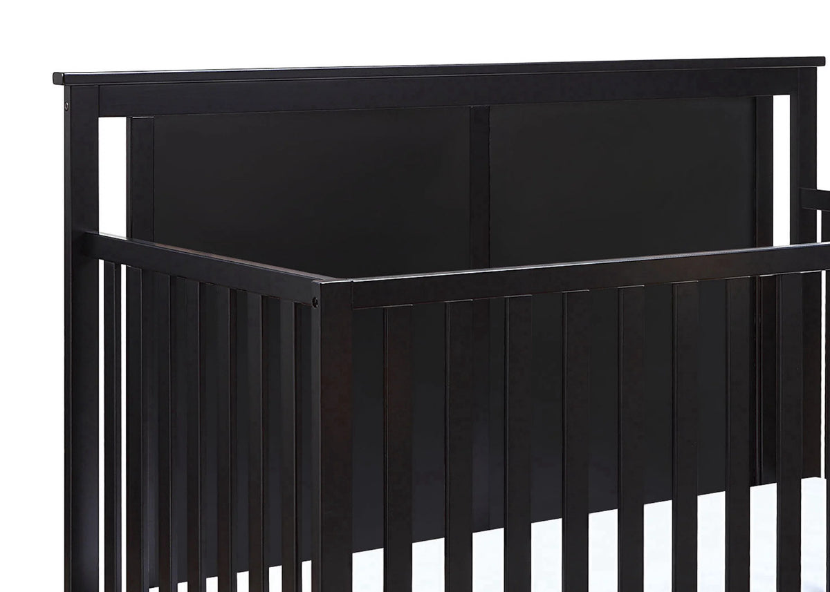Black 4-in-1 Convertible Mini Crib with Mattress Pad U66562