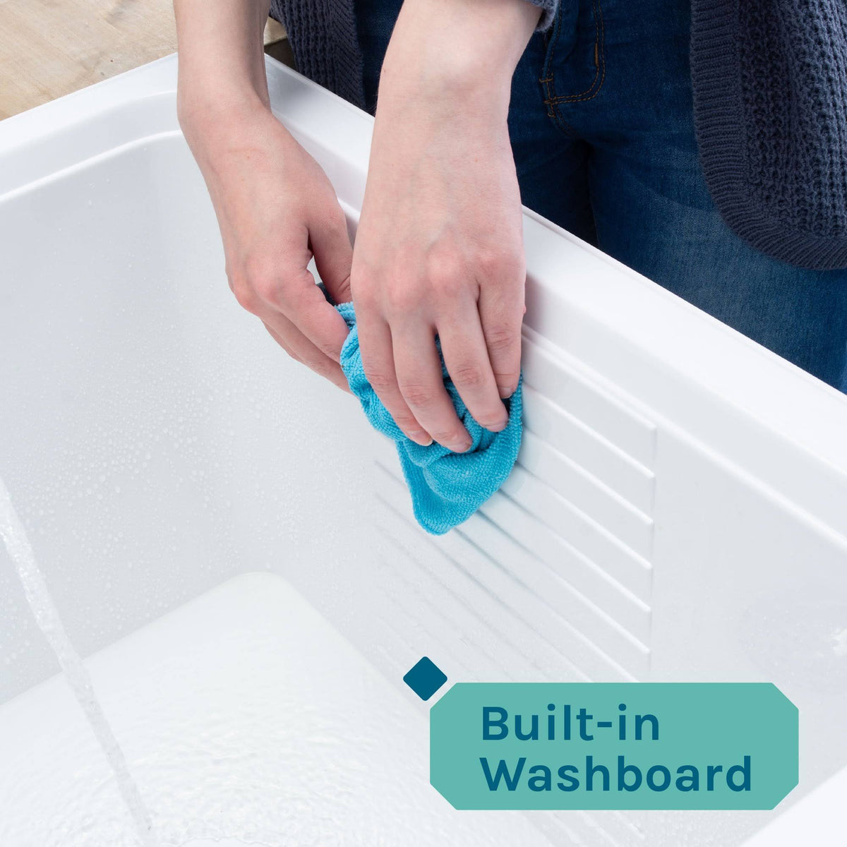 White Utility Sink with Cabinet and Pull-Down Faucet Z785906