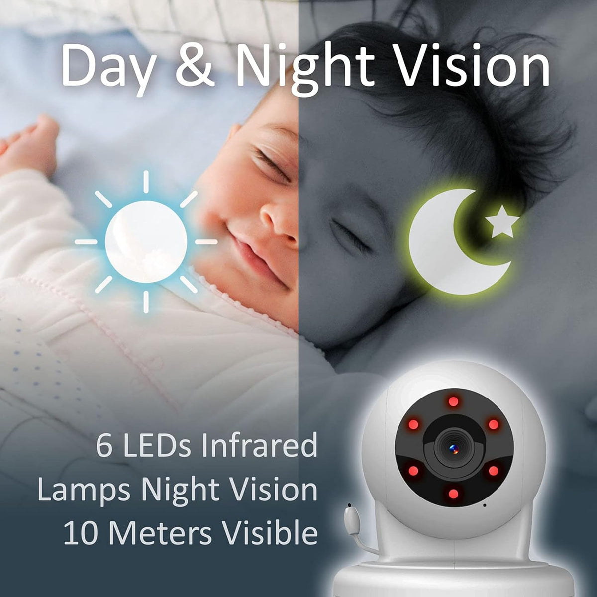 Video Baby Monitor with Pan-Tilt-Zoom Camera, 4.3'' Color LCD, Night Vision, Two Way Audio F742596