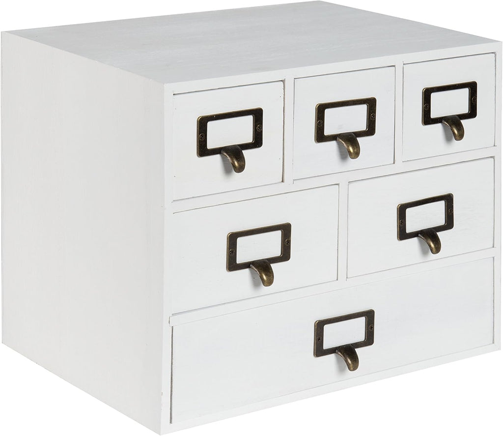 Rustic White Wood Desk Drawer Set with Letter Holder Q73417
