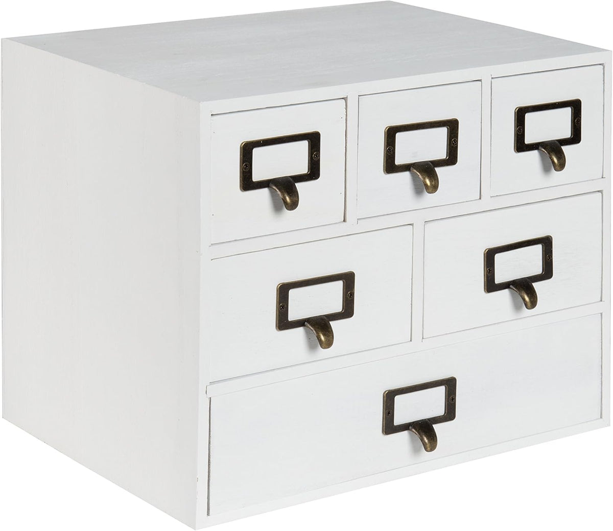 Rustic White Wood Desk Drawer Set with Letter Holder Q73417