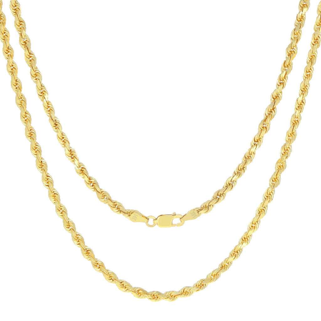 14k Yellow Gold 3mm Rope Chain Necklace Y450164