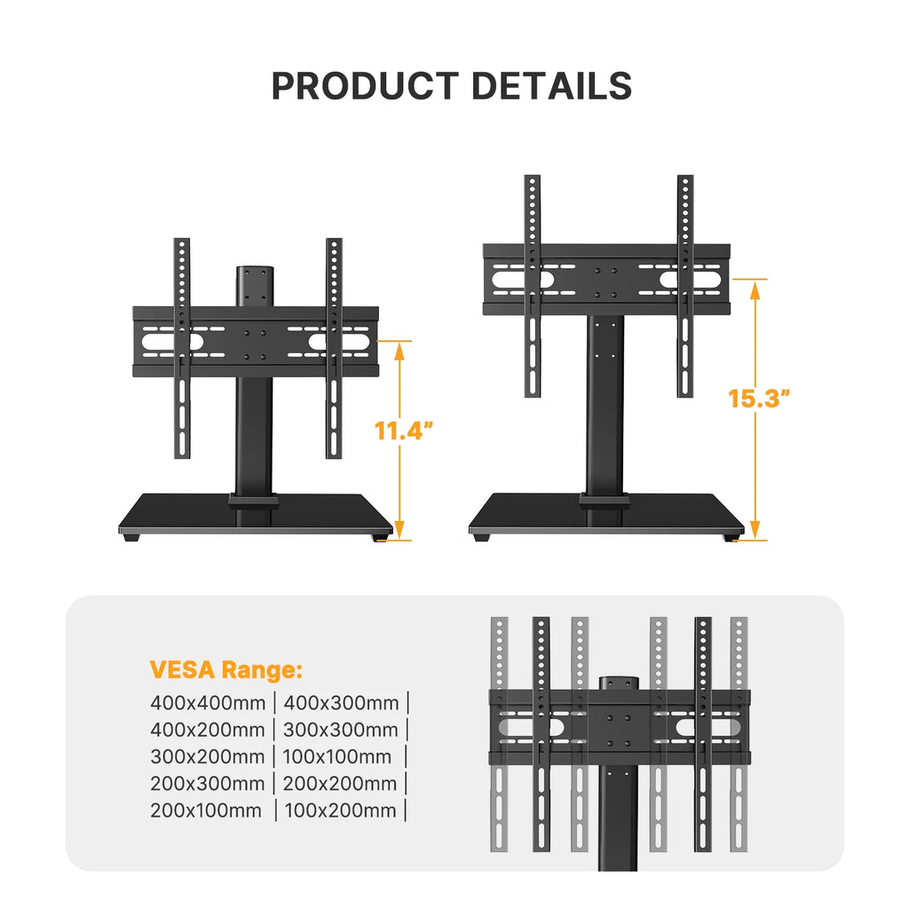Universal TV Stand for 32-52 inch TVs with Tempered Glass Base B880054