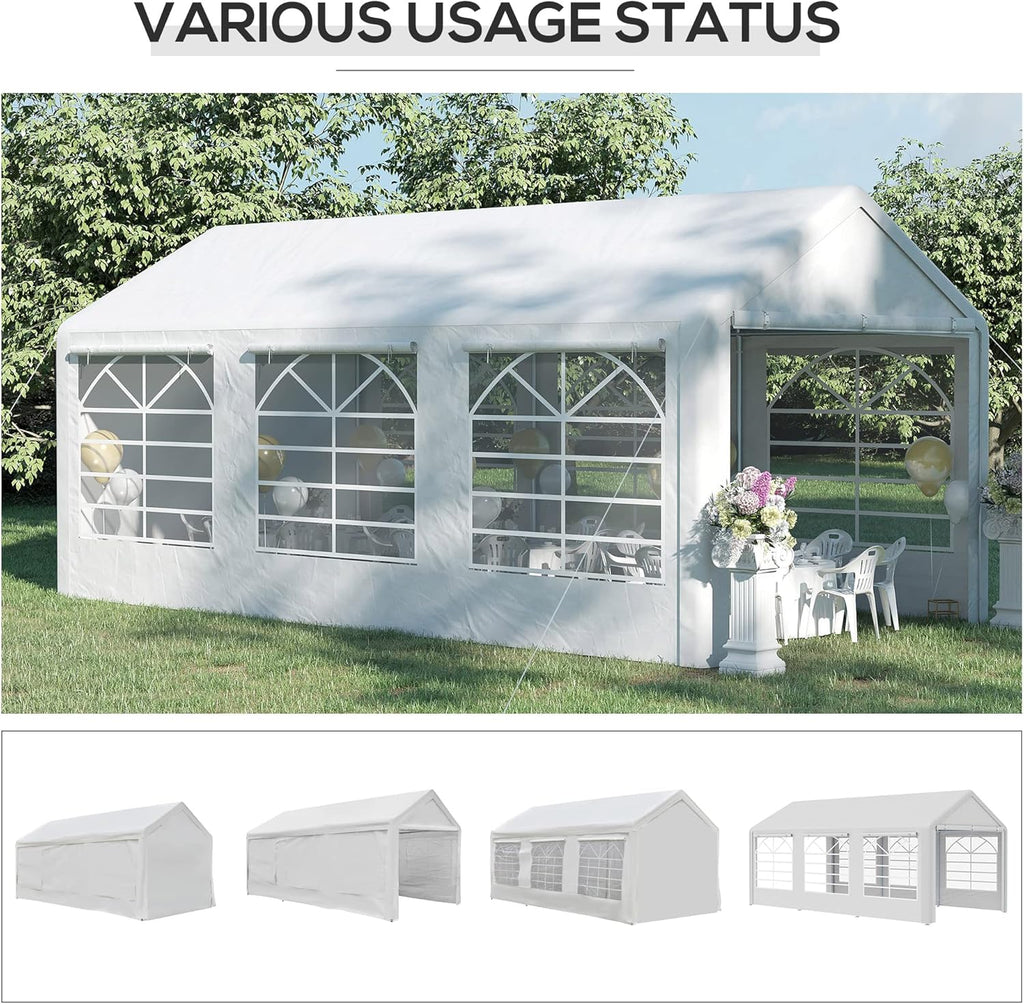 10 x 20ft Heavy Duty Carport Canopy with Removable Sidewalls, White I6278