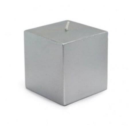 Metallic Silver 3x22 Square Pillar Candle Set of 12 L2996