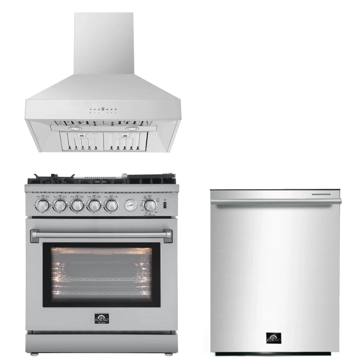 30 Gas Range, Range Hood, Dishwasher Q8001