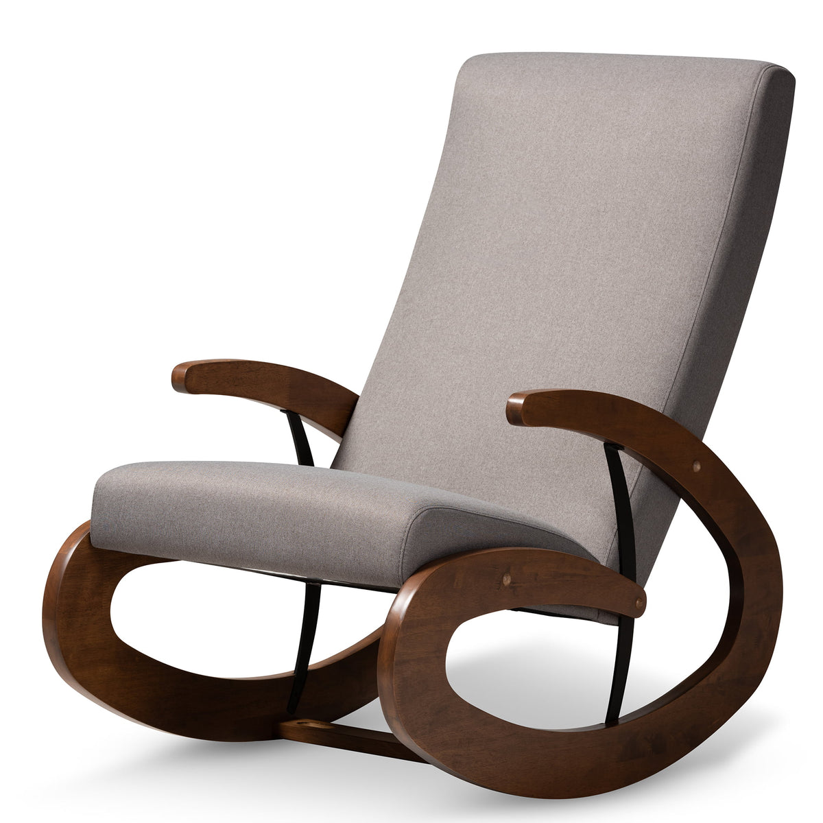Gray Fabric Upholstered Wood Rocking Chair J62212
