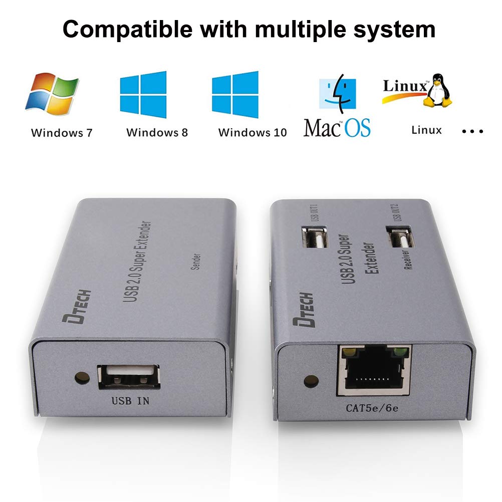 50m Multiport USB Extender Over Ethernet Cat5 Cat6 Cable with 4 USB Expansion Port Data Hub Power Adapter B436743
