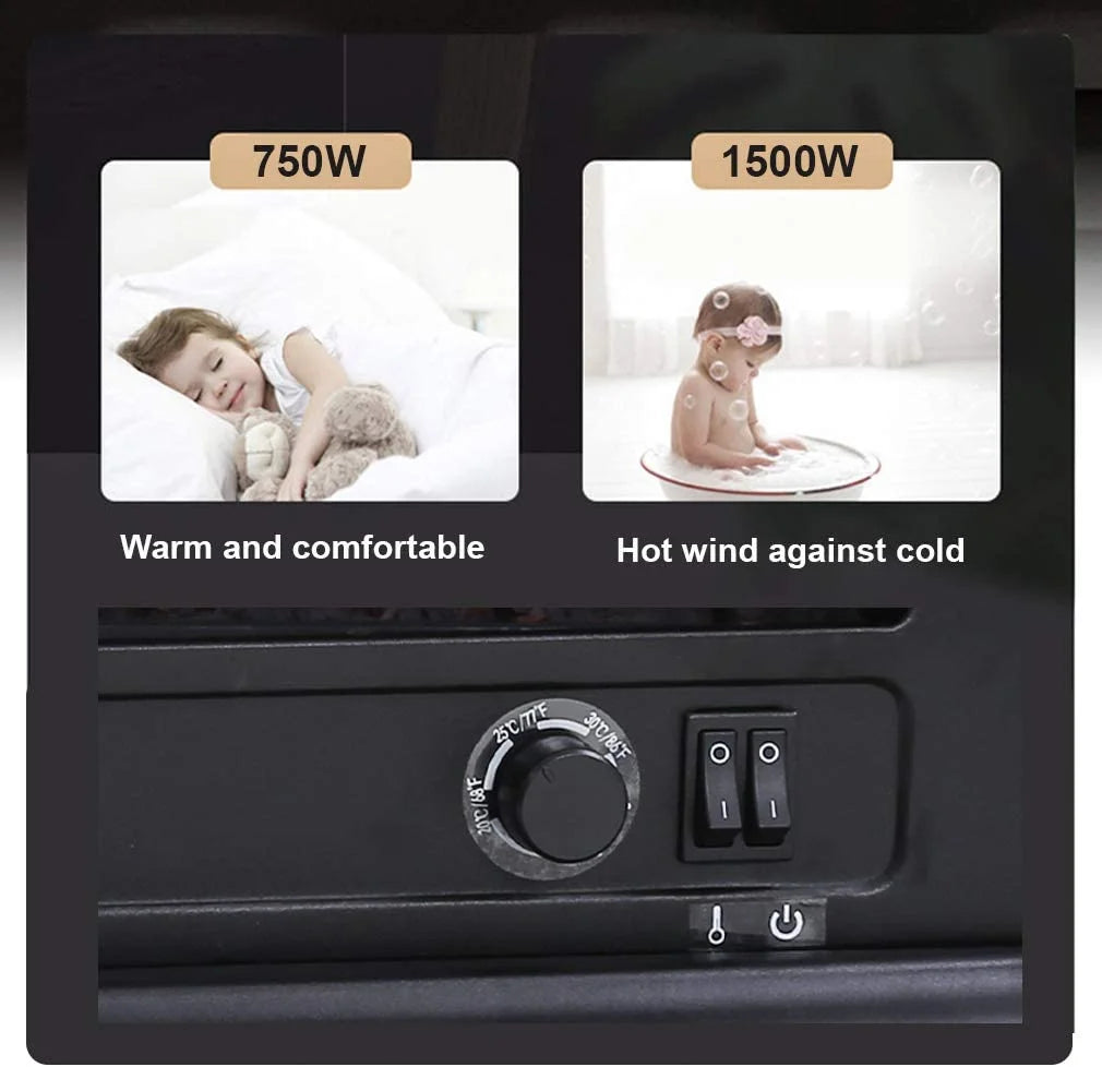 20" Electric Fireplace Heater Portable 1400W Black L485