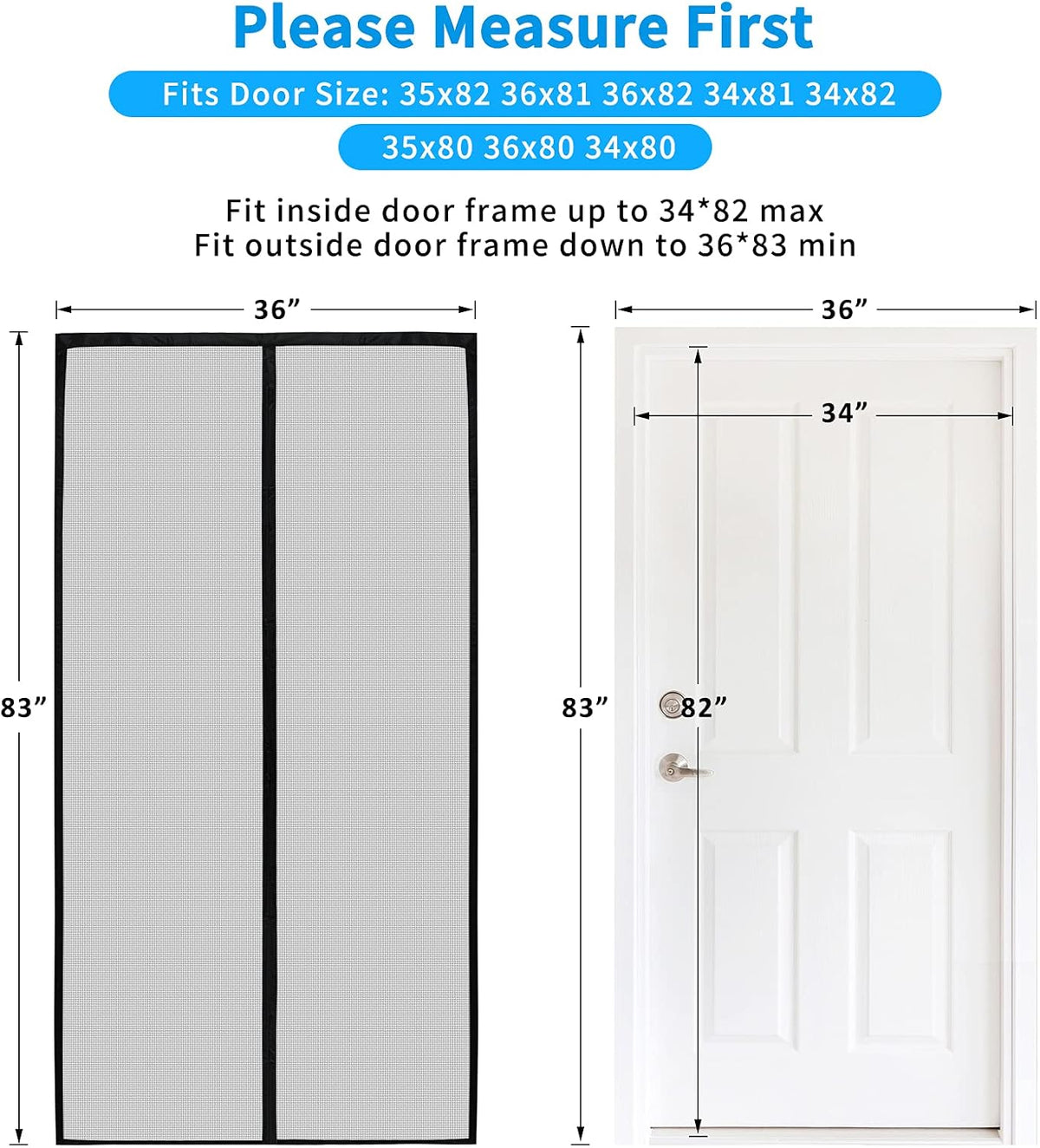 Magnetic Garage Door Screen 16x7FT Fiberglass Mesh J872855