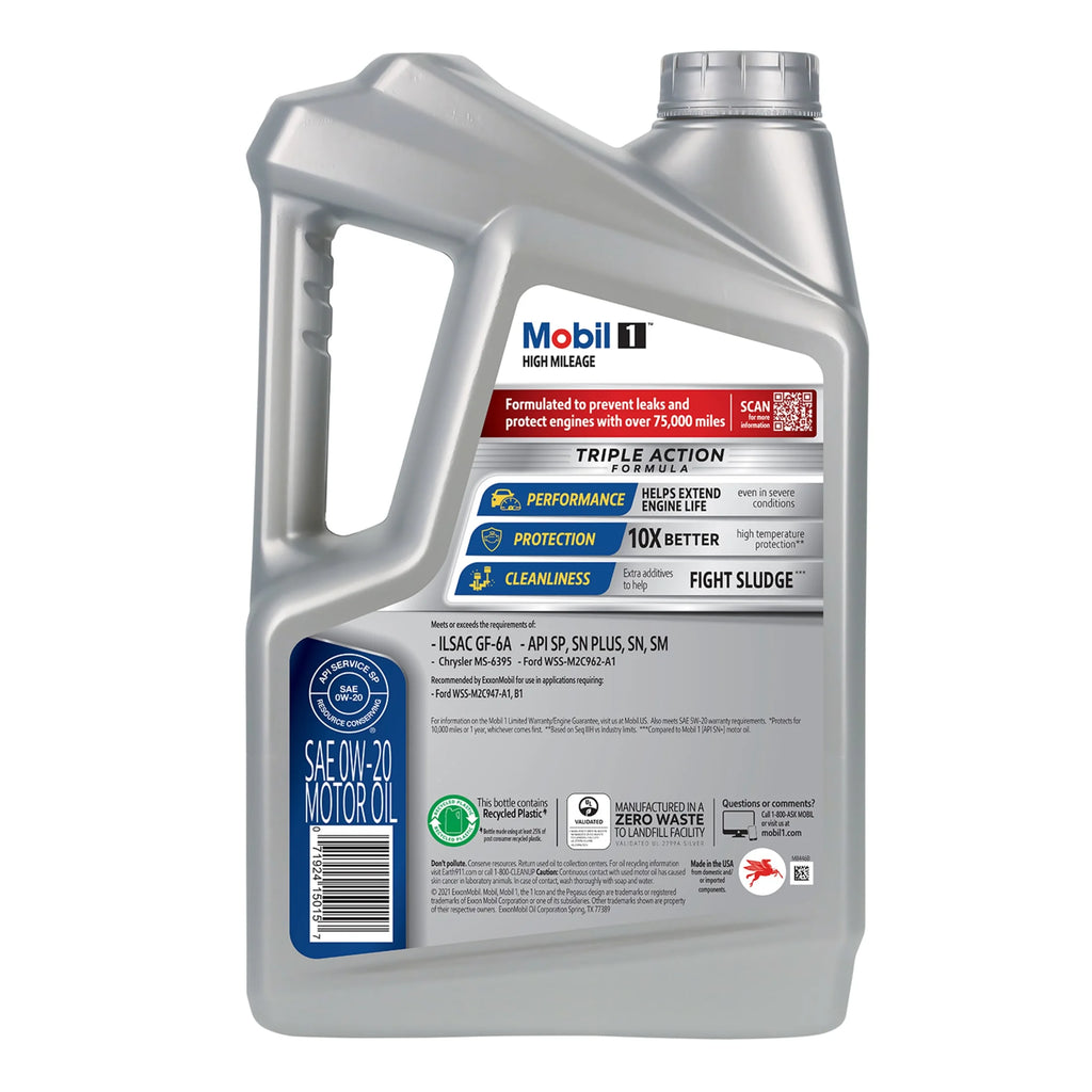 High Mileage Full Synthetic 0W-20 Motor Oil 5 Quart Pack of 3 Q7699