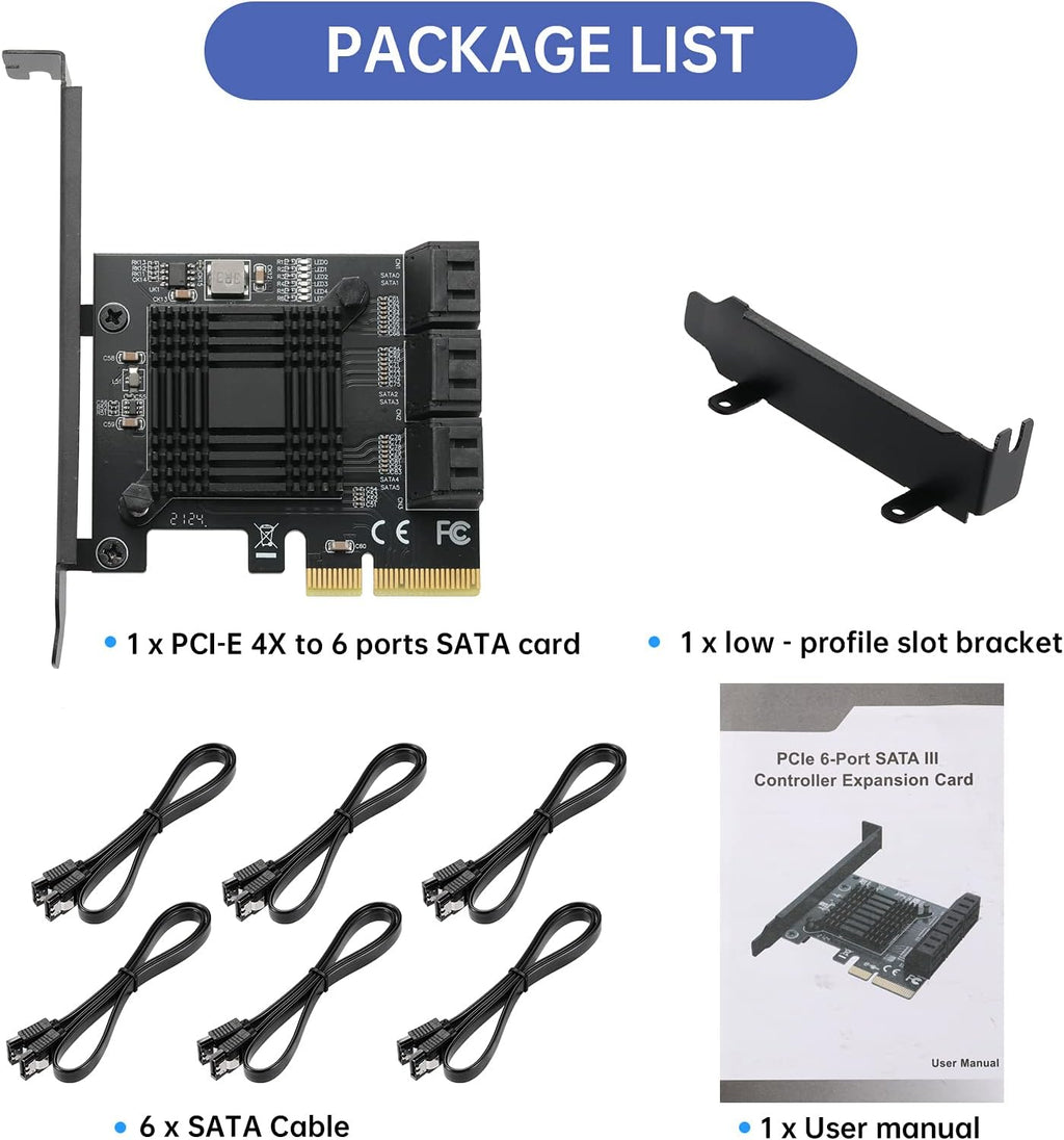 4X PCIE SATA Card 6 Ports with 6 SATA Cables P227400