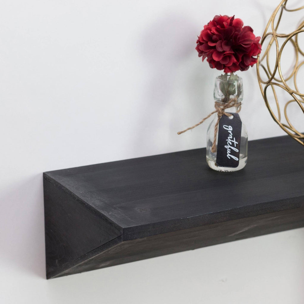 Large Black Wood Floating Wall Shelf D994415