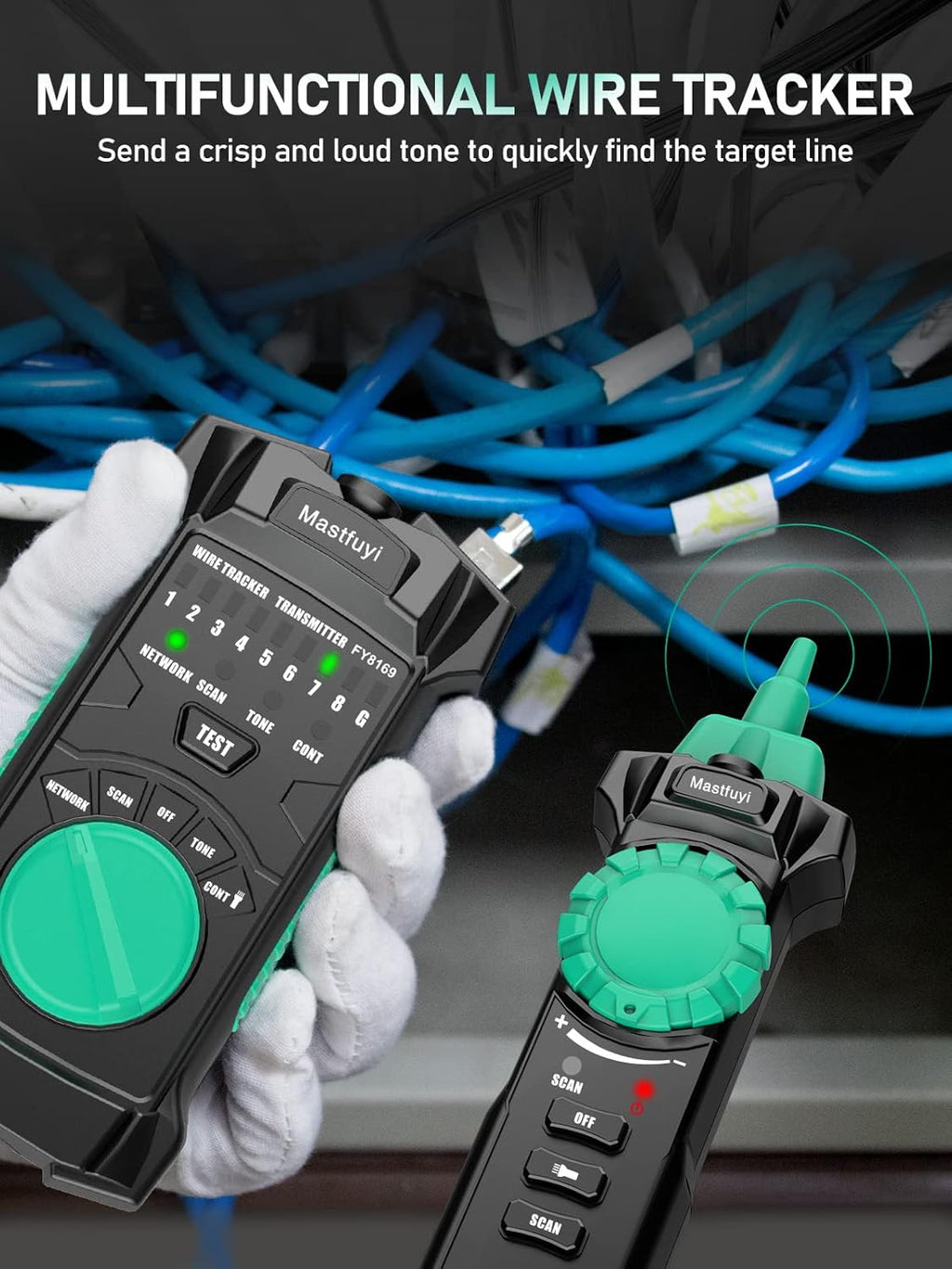 Network Cable Tester RJ11 RJ45 Wire Tracker with Earphone O8490