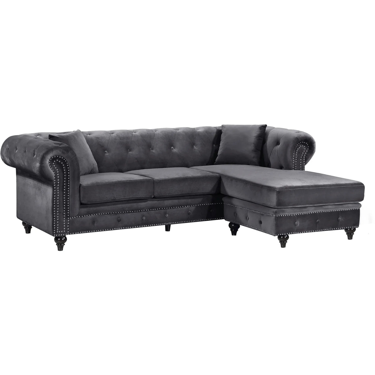 Gray Velvet Reversible Sectional C47129
