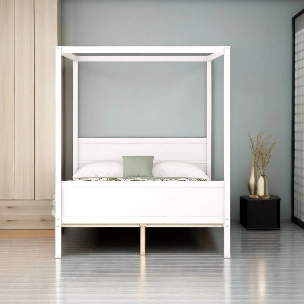 Queen Size Wooden Canopy Platform Bed with Headboard H28140
