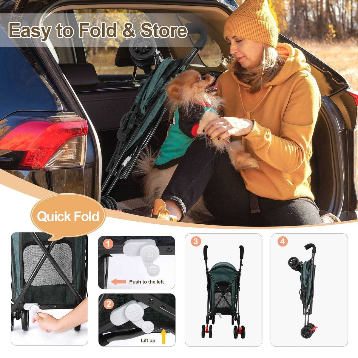 Foldable Pet Stroller with Cup Holder G87106