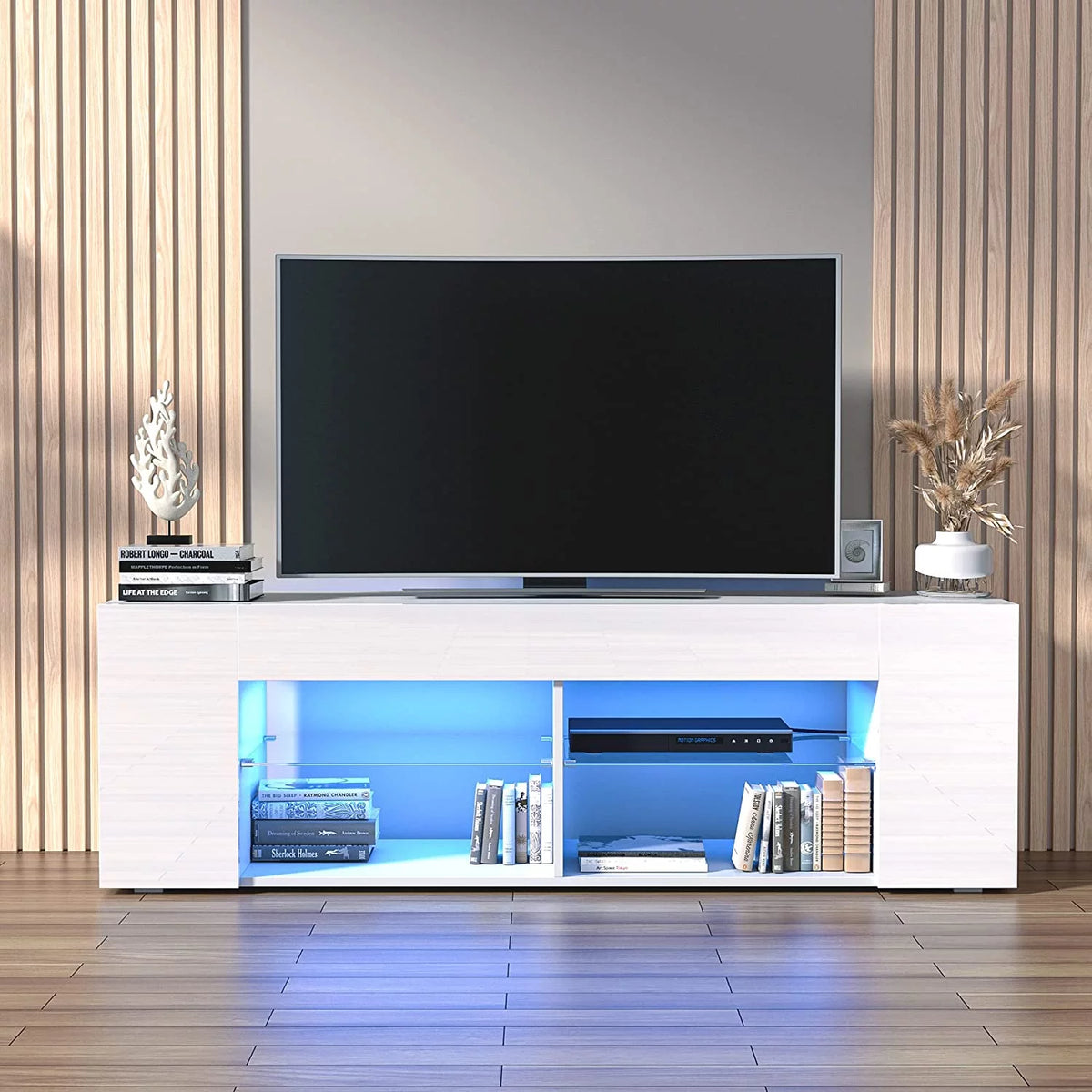 White TV Stand for 50/55/60/65 Inch TV B100