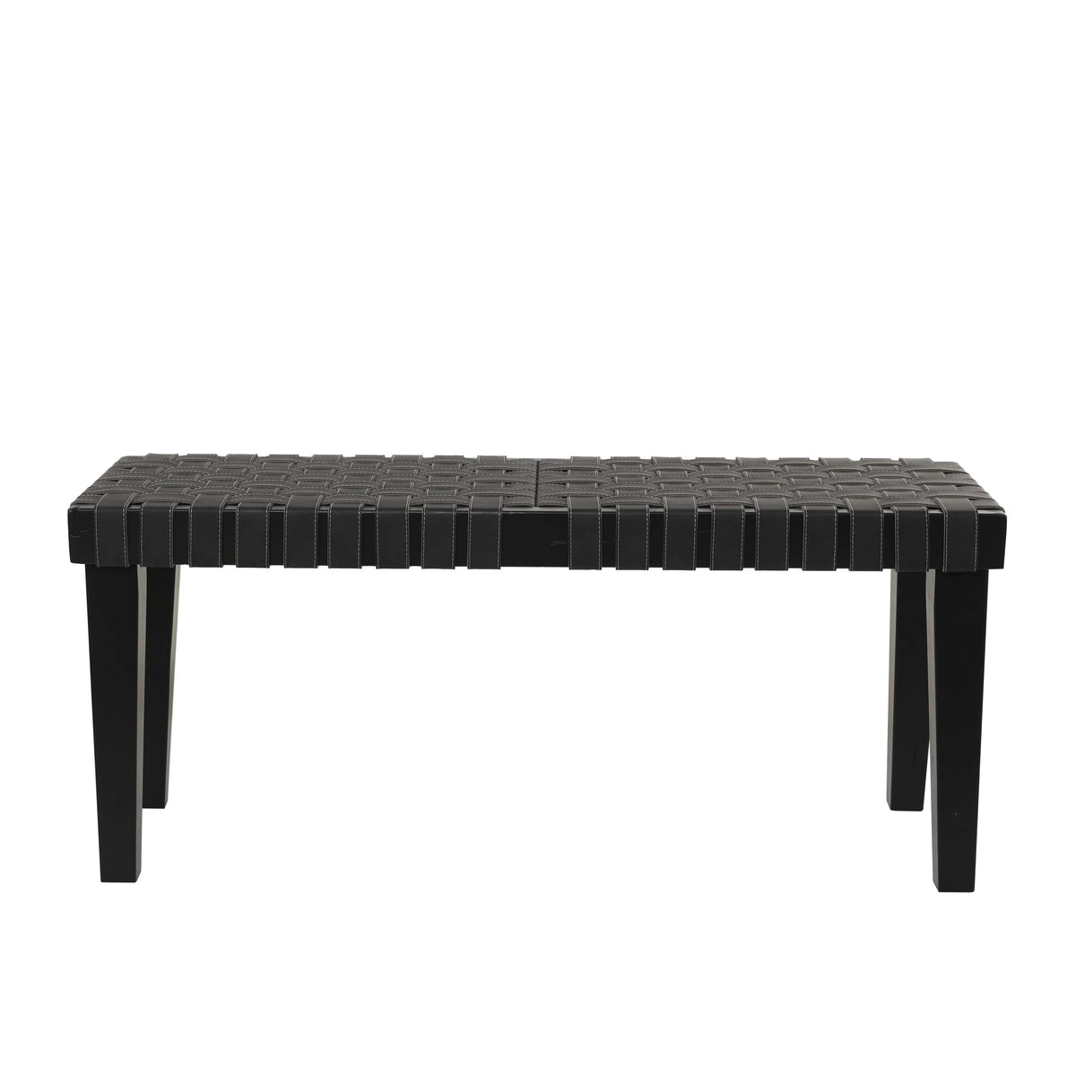 Black Wood Woven Bench K571
