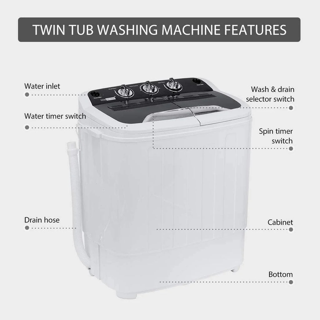 Portable Twin Tub Mini Laundry Washer and Spin Dryer Combo 13.5lbs L88078