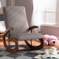 Gray Fabric Upholstered Wood Rocking Chair J62212