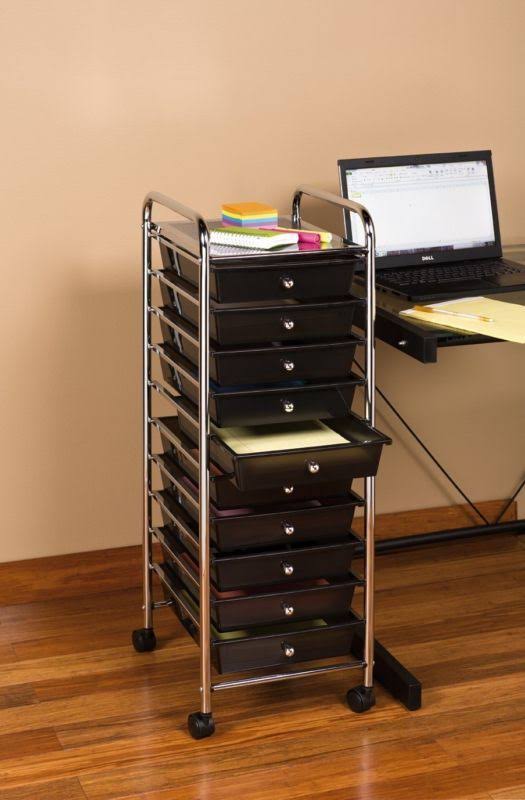 10 Drawer Organizer Cart Black F85158