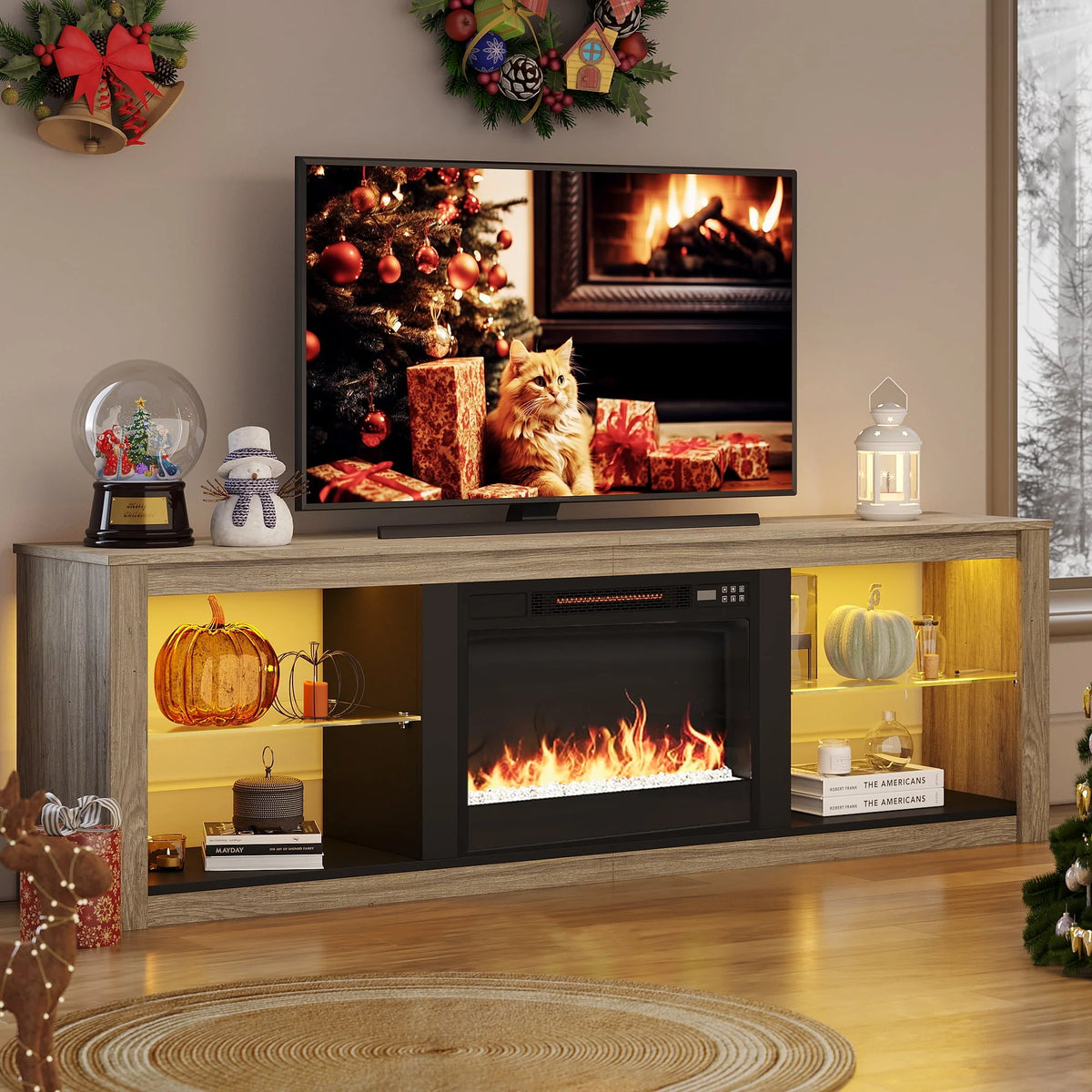 Black Electric Fireplace TV Stand L860
