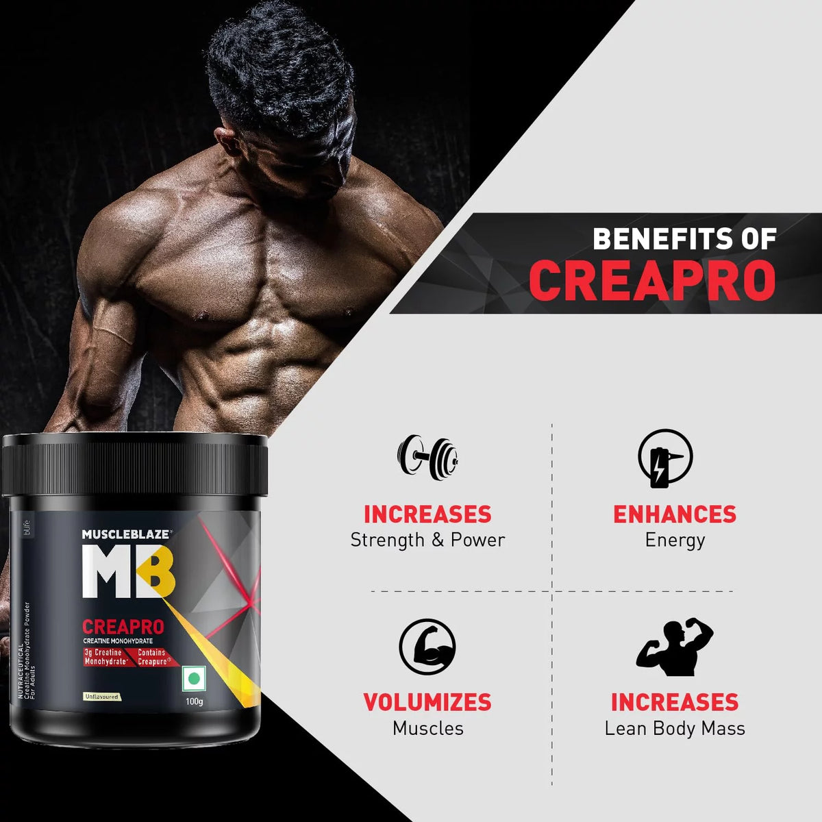 Creatine Powder Pack of 100 gms Unflavoured B491