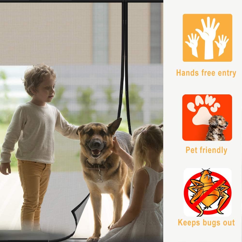 Magnetic Garage Door Screen 16x7FT Fiberglass Mesh J872855