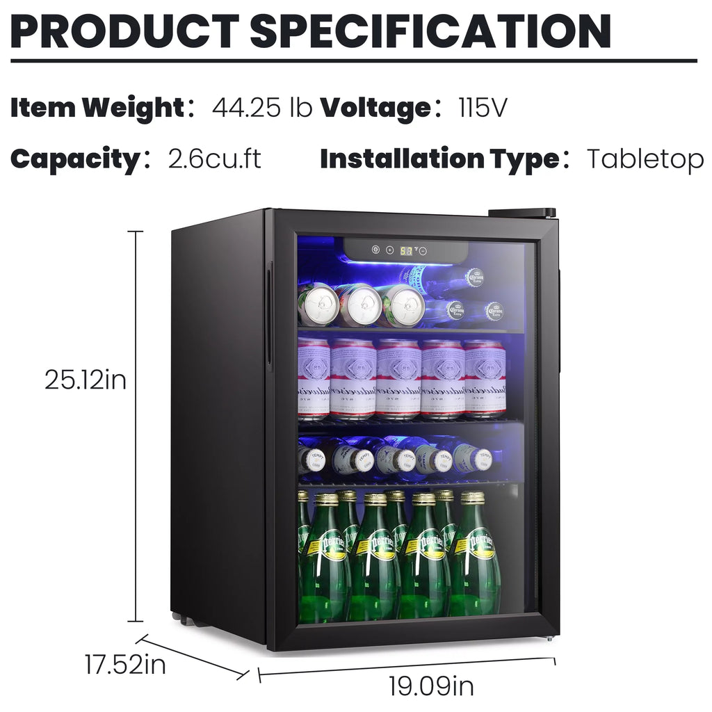 1.6cu.ft Wine Cooler Cabinet Beverage Mini Fridge Black Y43152