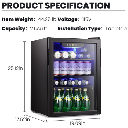 1.6cu.ft Wine Cooler Cabinet Beverage Mini Fridge Black Y43152