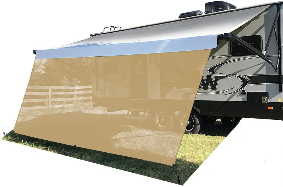 Beige Mesh RV Awning Sun Shade Screen U4142