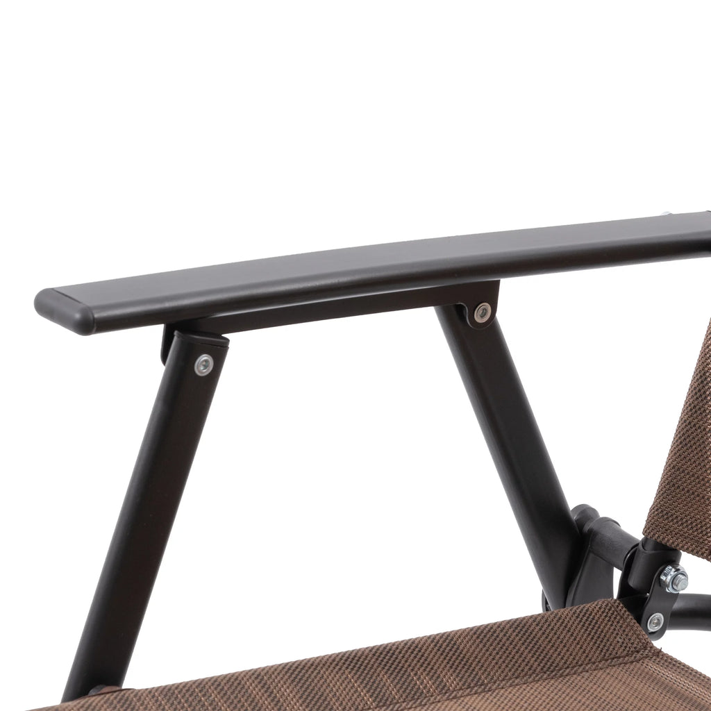 Metal Patio Bistro Table and Folding Chairs Set of 3 Brown P487