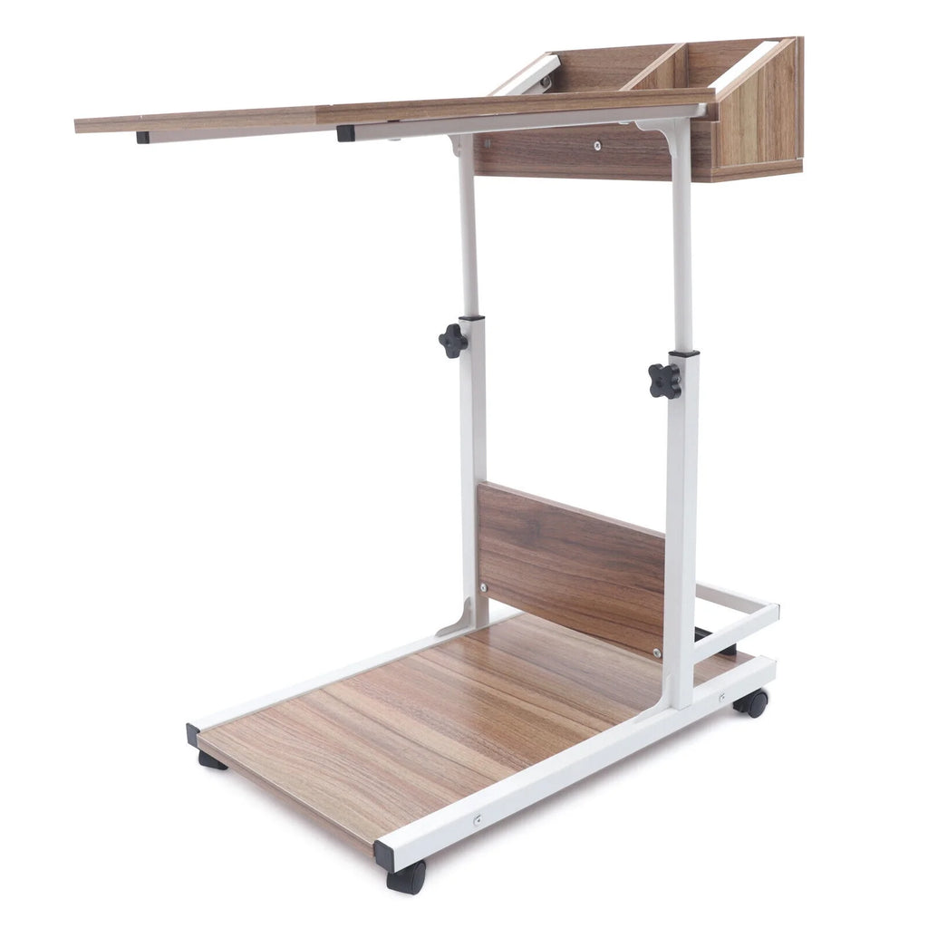 Wooden Bed Side Table with Storage and Wheels E96582