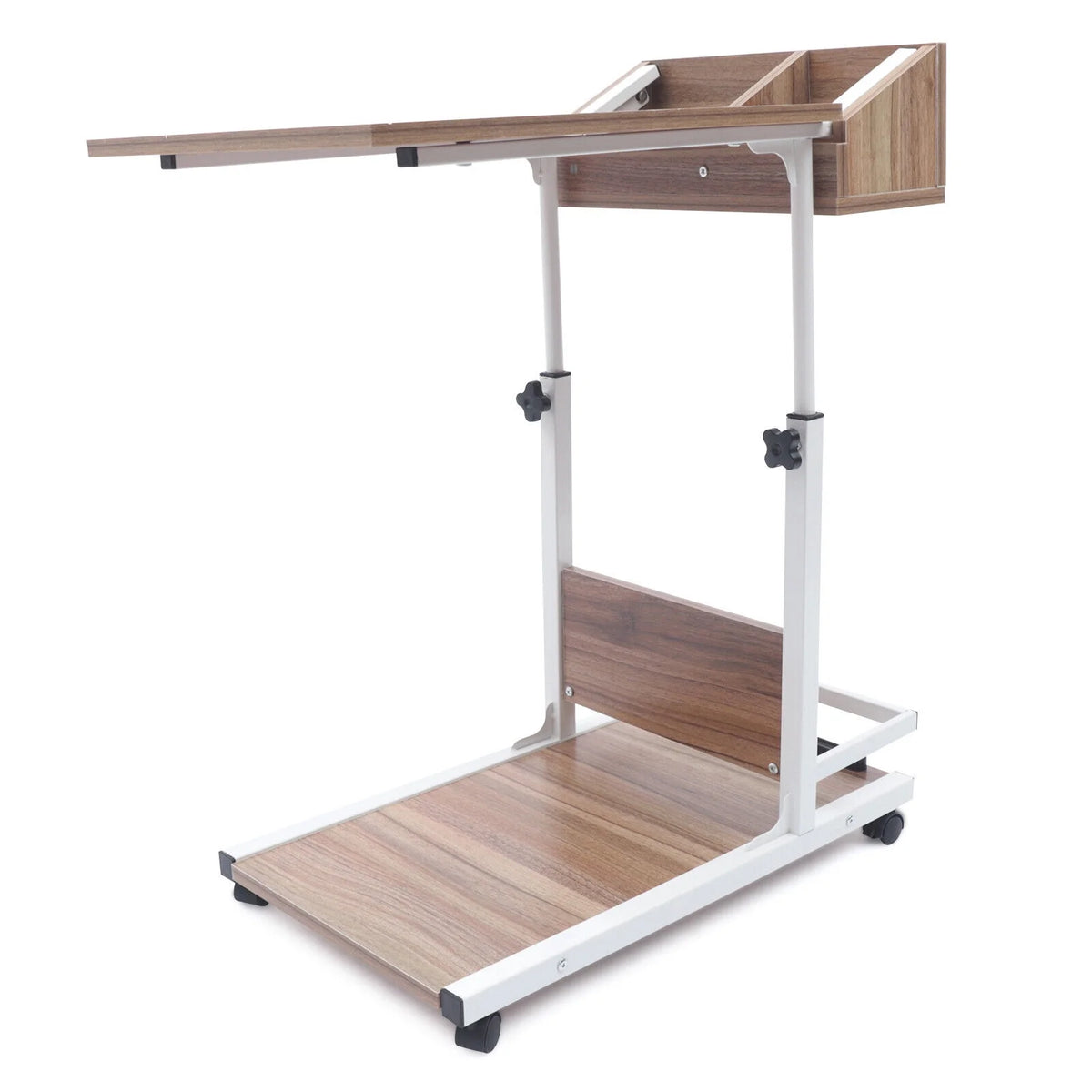 Wooden Bed Side Table with Storage and Wheels E96582