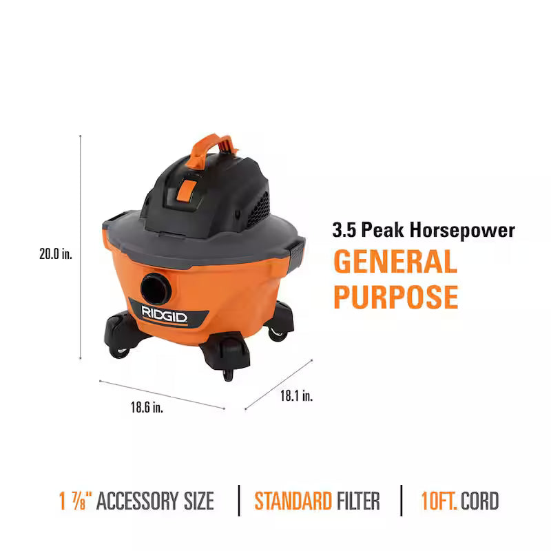 6 Gallon Wet/Dry Shop Vacuum with Hose and Accessories U353