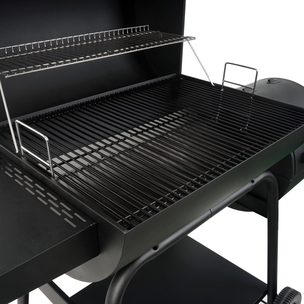 28 Offset Steel Charcoal Smoker Grill with Side Firebox, Black R1156
